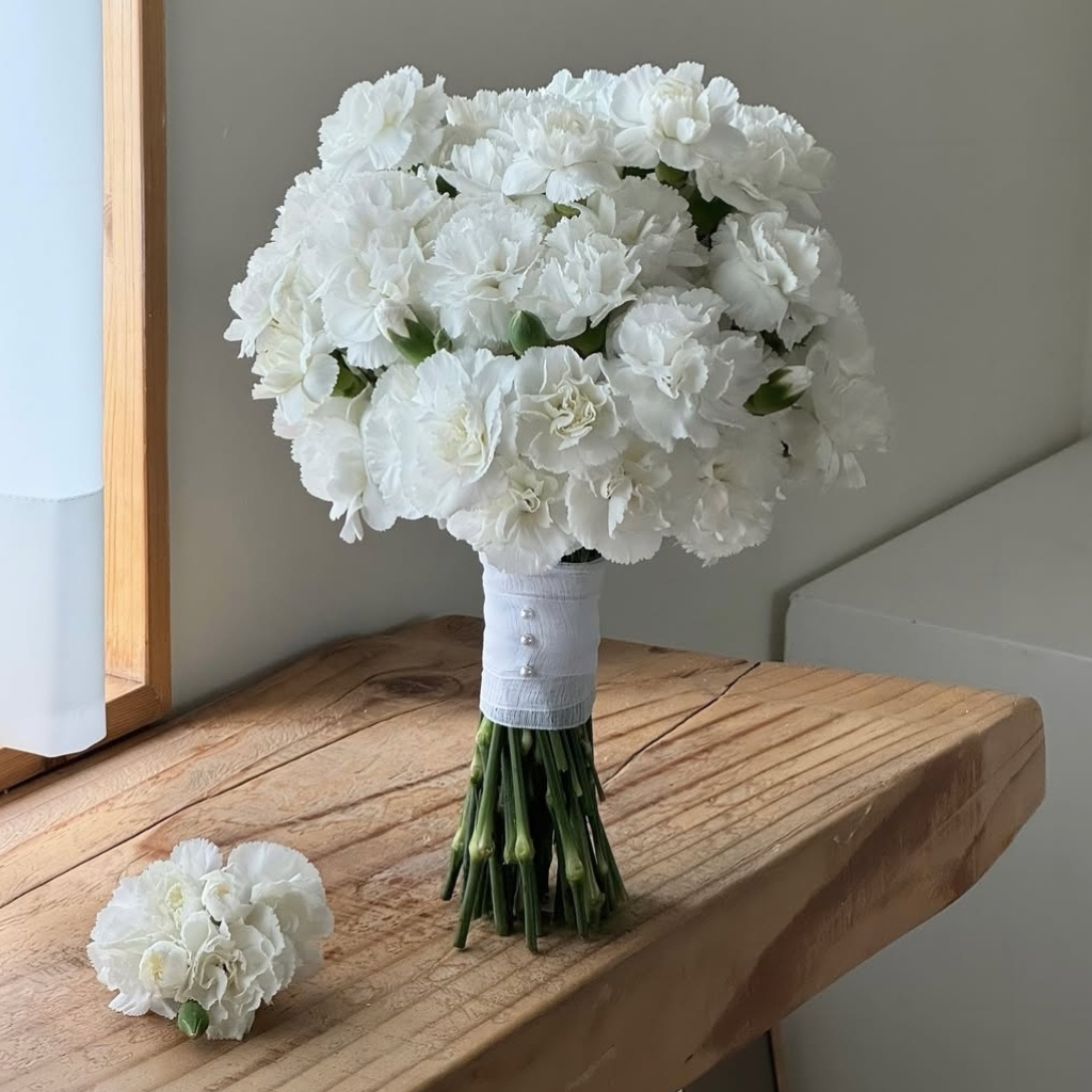 White Carnation Bridal Bouquet