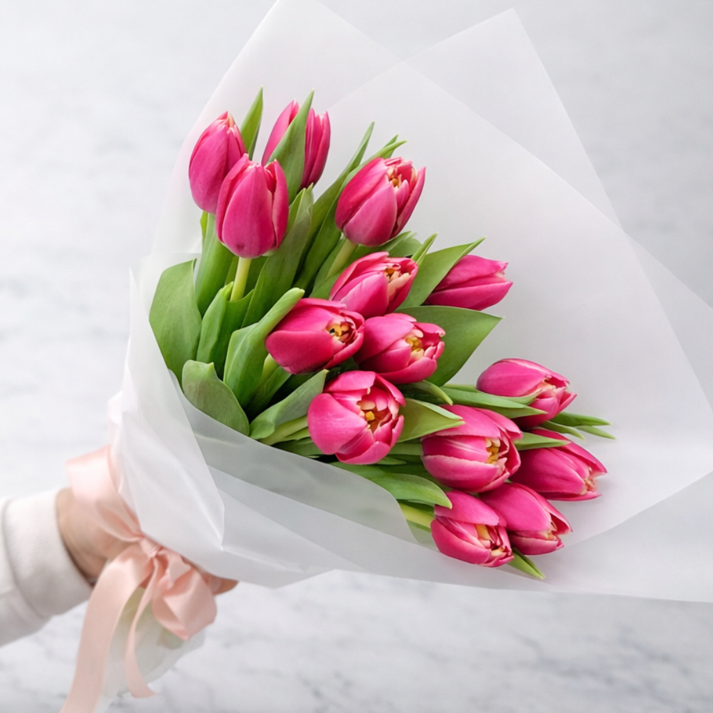 • pink tulips bouquet Miami delivery
• small tulips Sunny Isles florist
• International Women’s Day tulips Miami
• BLÜМ Miami pink tulips bouquet