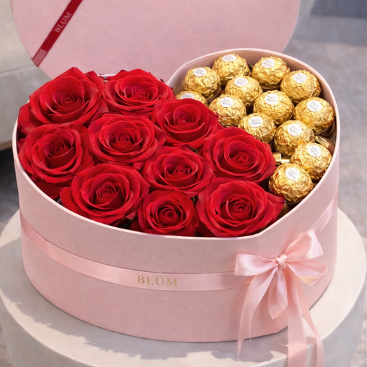 Heart Rose & Ferrero Box – Flower Delivery Miami