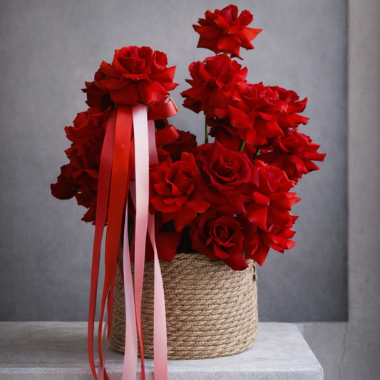 Luxury Red Roses Basket – Valentine Flowers Miami