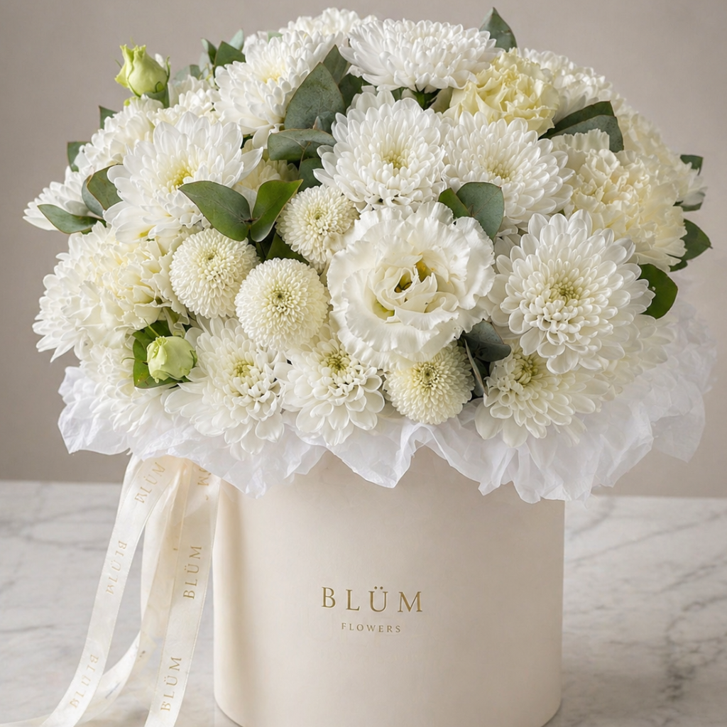 luxury white flower box miami delivery blum