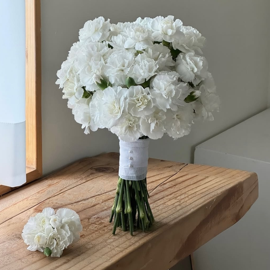 White Carnation Bridal Bouquet