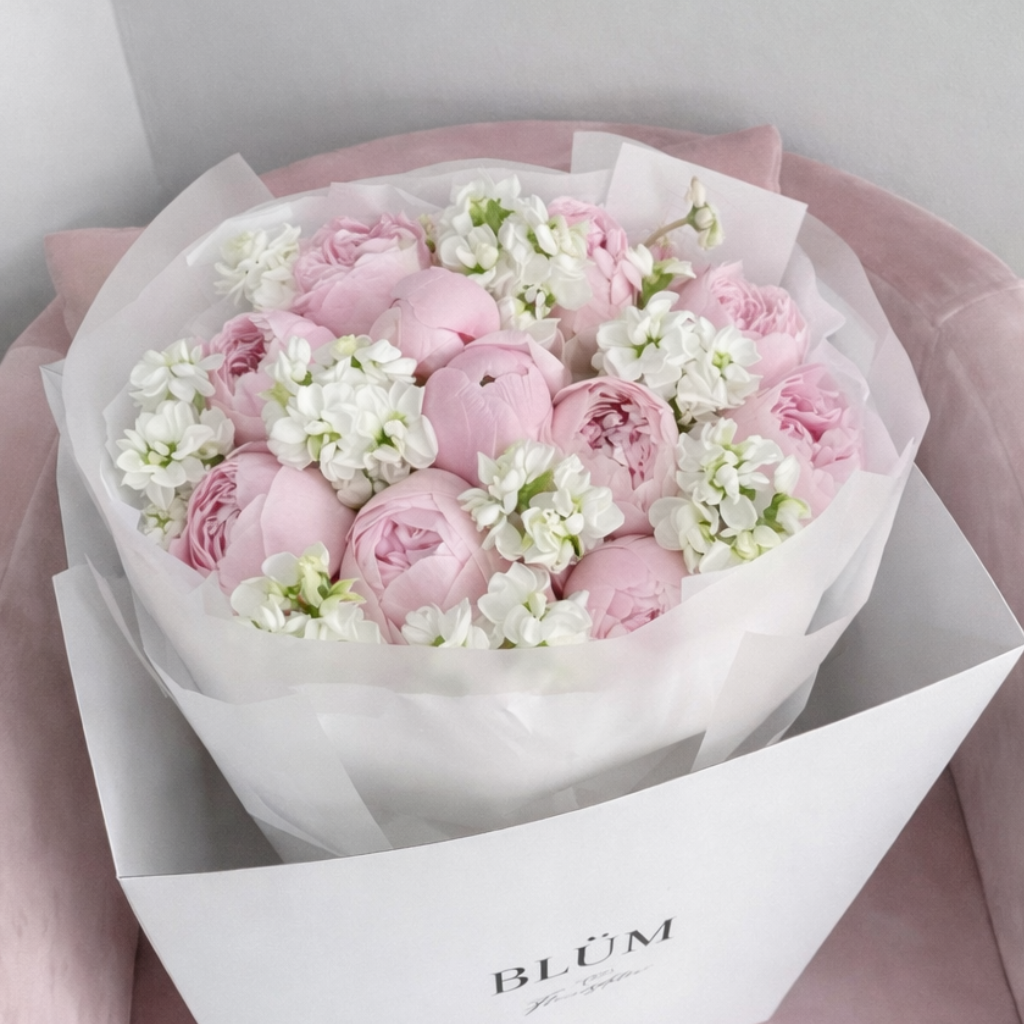• peony bouquet Miami delivery
• luxury peonies Sunny Isles florist
• International Women’s Day peonies Miami
• BLÜМ Miami pink peony bouquet