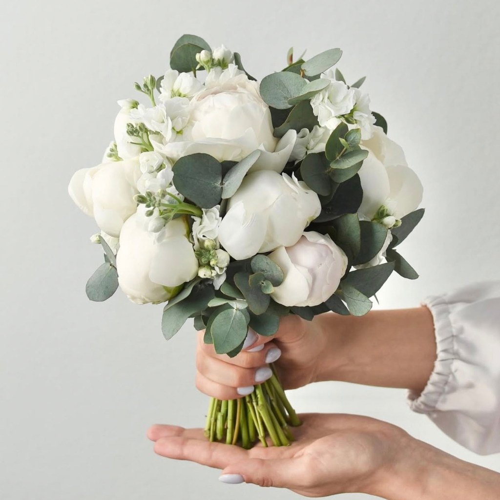Classic White Peony Bridal Bouquet