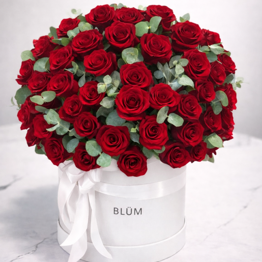 Valentine’s Day Luxury Red Roses in Hat Box – BLÜM Miami Flower Delivery