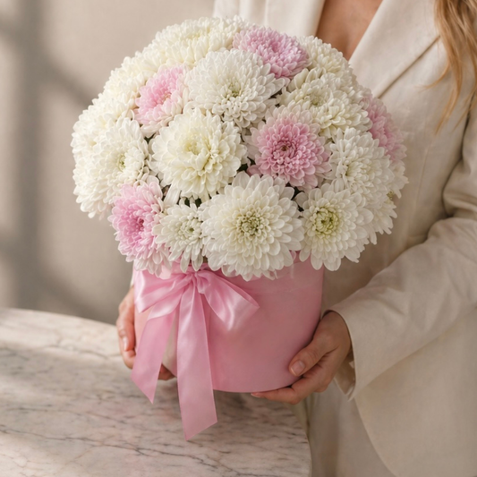 chrysanthemum flower box miami pink white delivery 