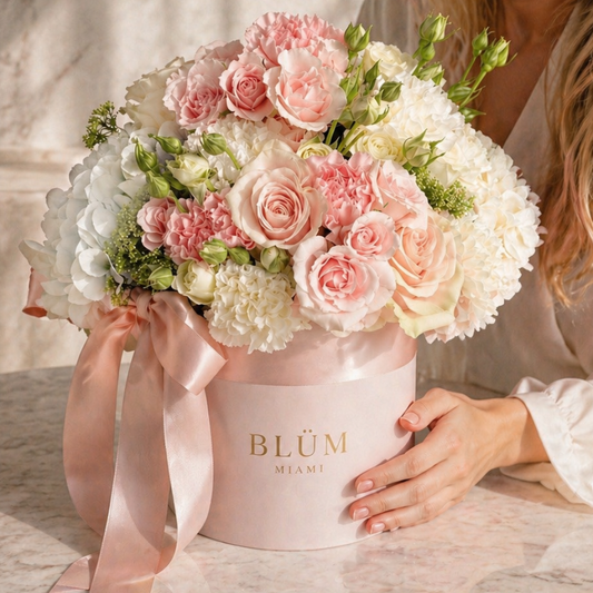 Blush Elegance Flower Box – Luxury Arrangement Miami