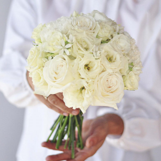 Pure White Rose Bridal Bouquet