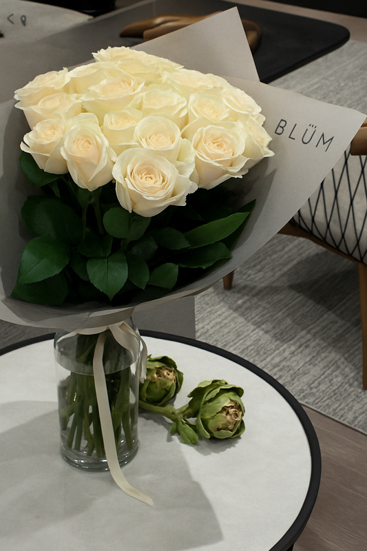 25 White Roses Luxury Bouquet – BLÜM Miami Same-Day Delivery