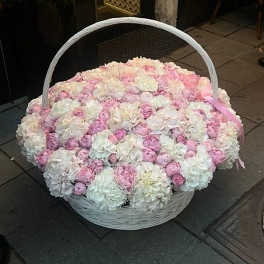Grand Basket of Pink & White Peonies